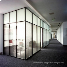 Office Single Simple Design Black Color Alloy Aluminum Frame Toughened Sound Proof Office Glass Partition Wall